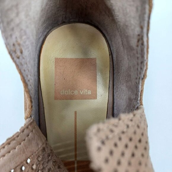 Dolce Vita Sher Perforated Ankle Booties Taupe Brown Women's 7 Leather Boho - Picture 9 of 10